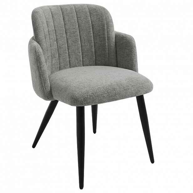Beautysofa ŽIDLE S PODRUČKAMI Velto z látky bouclé s kovovými nohami, světle šedá