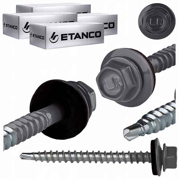 Farmářské vruty 4,8x60 mm Ral 7024 400 ks plechových vrutů Etanco GTF2 Z14
