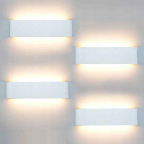 Led nástěnné svítidlo bílé 12W 3000K Nástěnná lampa 28,5 cm, sada 4 ks Kicaao