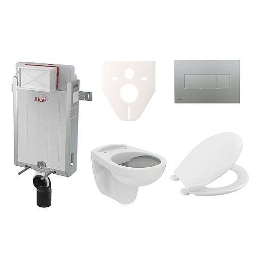Závěsný set WC S-line PRO rimless, nádržka Alcaplast Renovmodul, tlačítko chrom mat SIKOAP6