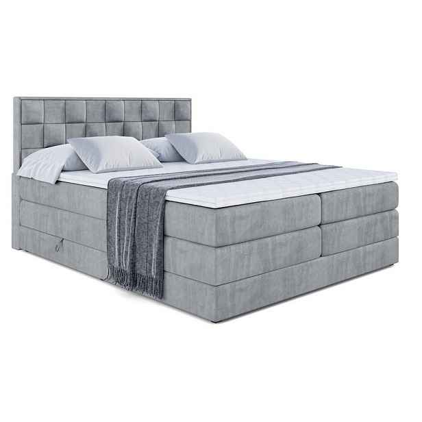 ALTDECOR BOXSPRINGOVÁ POSTEL s matrací H3/H4 - ZAFIRA-BZ KING - 160x200 cm Šedá