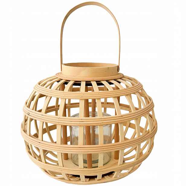 Lampion Lampa Na Balkon Bambusová Terasa boho přírodní velká 34cm