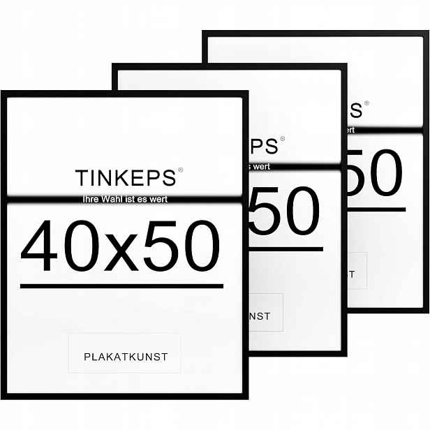 Sada 3 kusů rámeček 40x50 cm černá s moderním plexisklem pro fotografování plakátů
