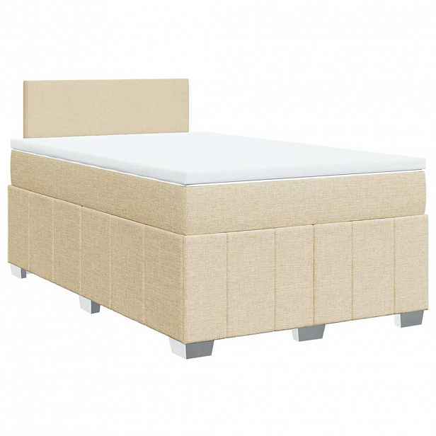 vidaXL Box spring postel s matrací krémová 120x200 cm textil