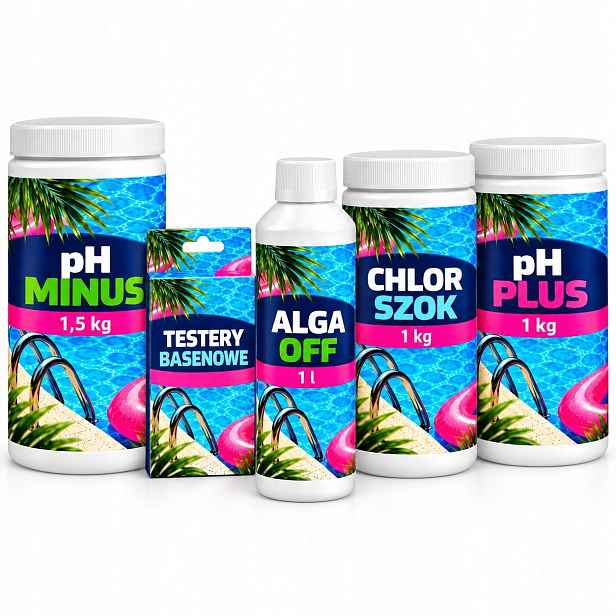 Chemie Do Bazénu 5V1 Ph Plus Chlor Šok Ph Mínus Tester Alga Off Set
