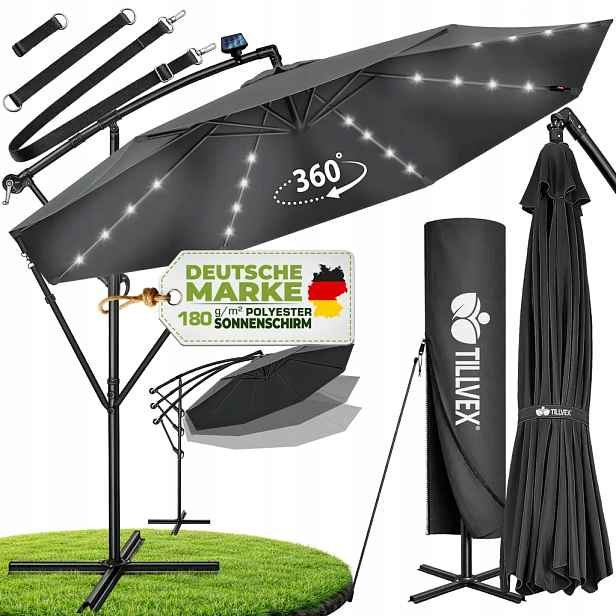 Deštník Tillvex šedý 300 x 240 cm