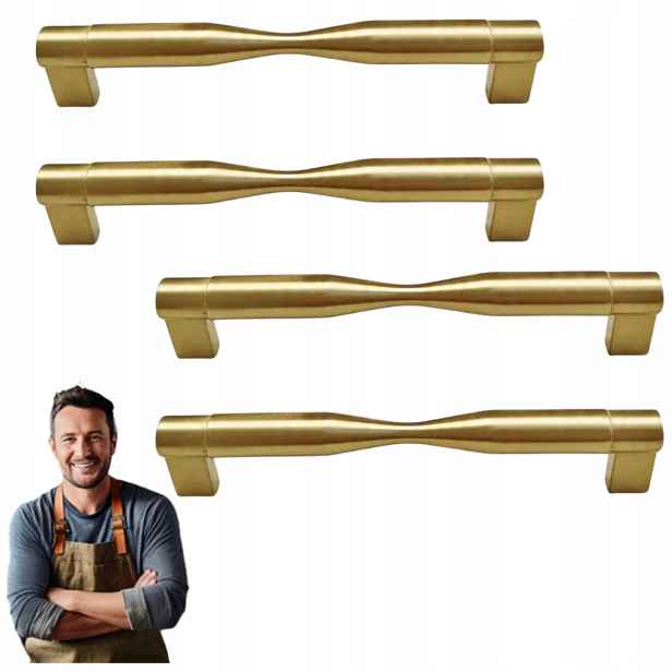 Nábytková Úchytka pro skříňku Zásuvky Siva 160 mm Zlatý Mat 4ks