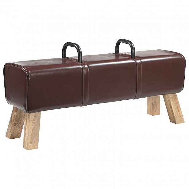 vidaXL lavice Tmavě hnědá 110 x 30 x 45 cm Pravá kůže