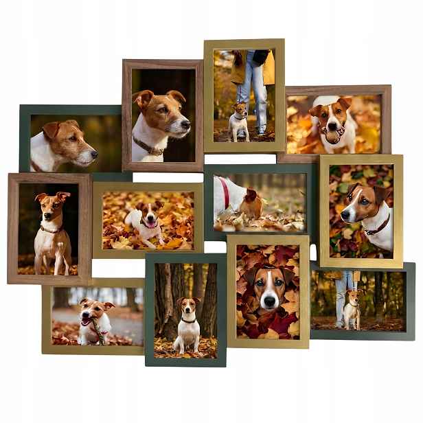 Multirámeček Na 12 Fotografií Mdf Béžový 50X62 CM Rámeček Na Stěnu Pro Fotografie 10X15 CM