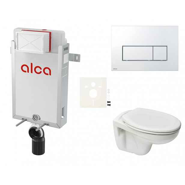 Závěsný set WC S-line PRO rimless, nádržka Alcaplast Renovmodul, tlačítko chrom lesk SIKOAP8