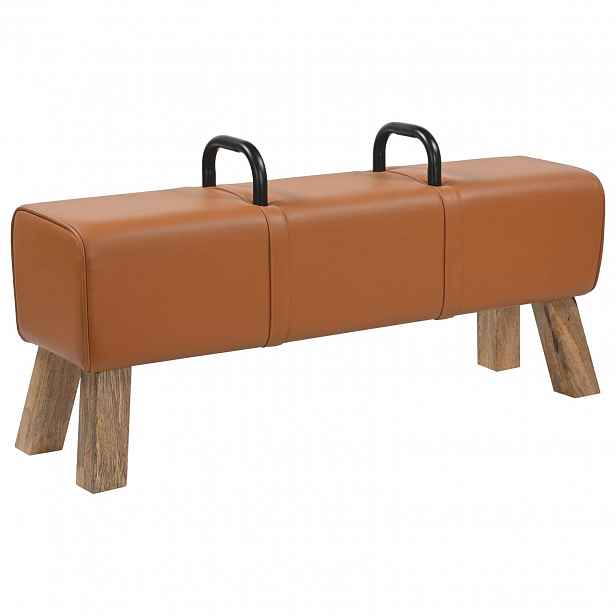 vidaXL lavice Hnědá 110 x 30 x 45 cm Pravá kůže