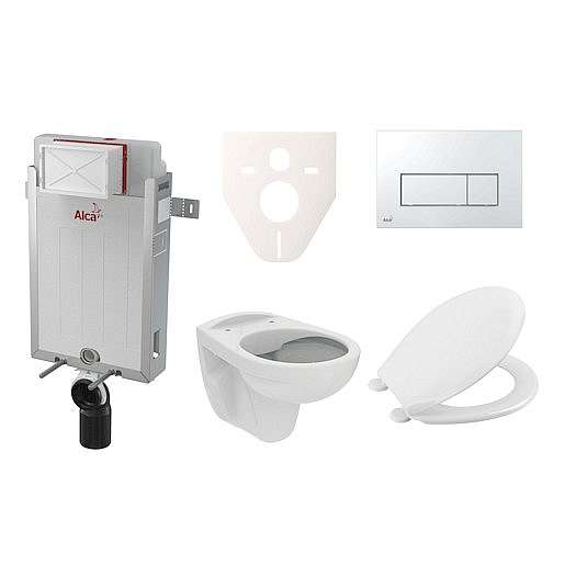 Závěsný set WC S-line PRO rimless, nádržka Alcaplast Renovmodul, tlačítko chrom lesk SIKOAP8
