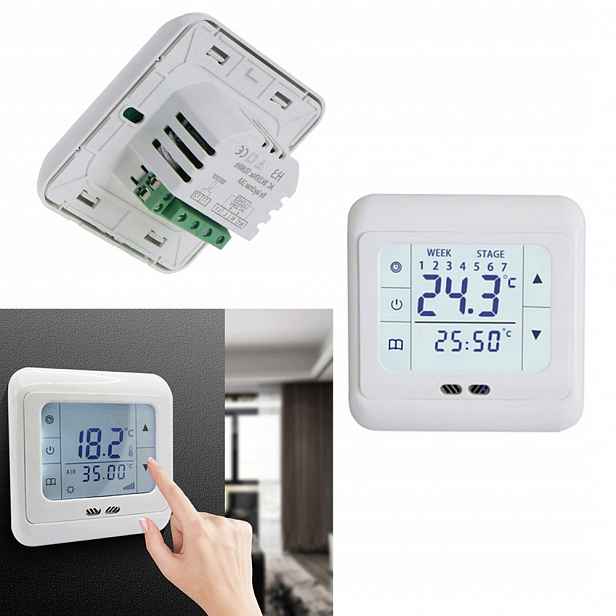 Pokojový Termostat LCD Regulátor Teploty 16A Podlahové Vytápění 2KS