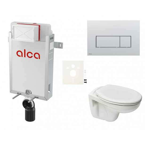 Závěsný set WC S-line PRO rimless, nádržka Alcaplast Renovmodul, tlačítko chrom mat SIKOAP9