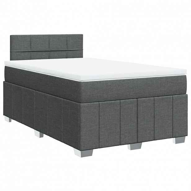 vidaXL Box spring postel s matrací tmavě šedá 120x200 cm textil