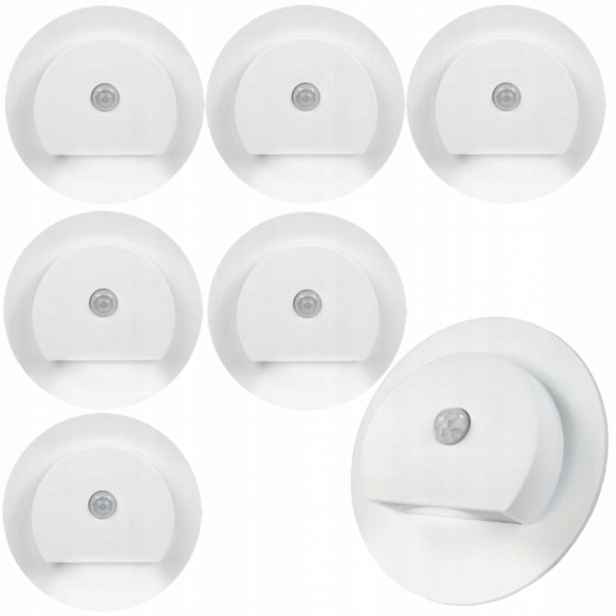7X Led Schodišťová Lampa 230V Senzor Pohybu Soumraku Osvětlení Schodů