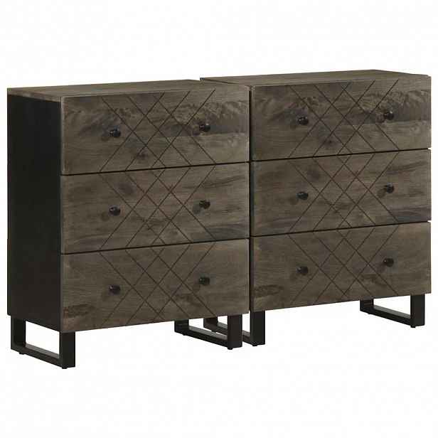 vidaXL Příborníky 2 ks černé 60 x 33 x 75 cm masivní mangovník