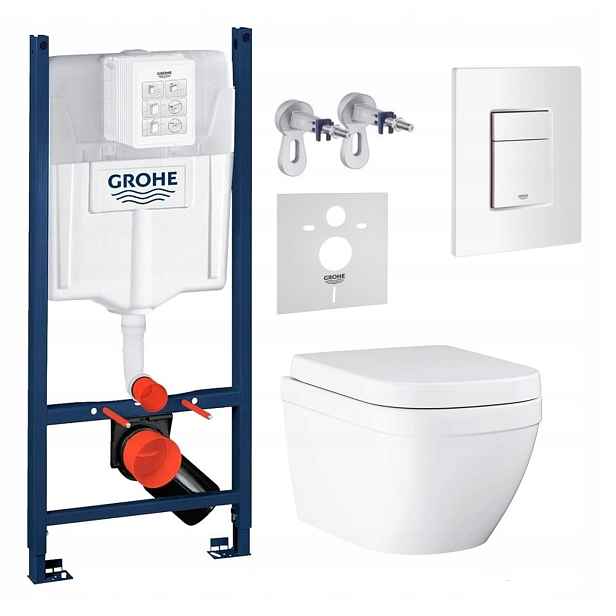 Podomítkový Wc set Stelaz s Wc mísou Grohe Euro Ceramic Tlačítko