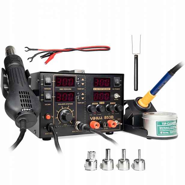 Pájecí stanice Yihua 853D 5A 30V 3v1 hot air baňka napájecí zdroj 0 – 30V 5A