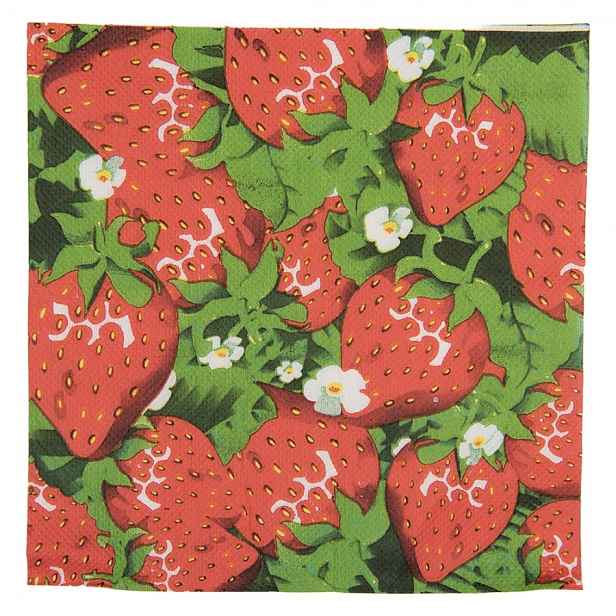Papírové ubrousky s červenými jahodami - 33*33 cm (20 ks) Clayre & Eef