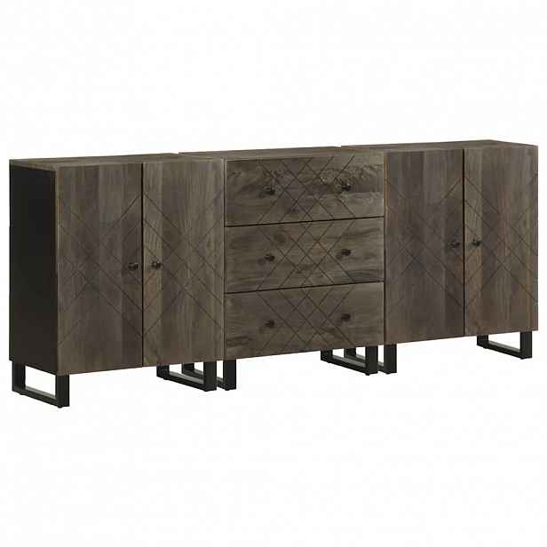 vidaXL 3 kusy příborníků černá 60x33x75 cm masivní mangovníkové dřevo