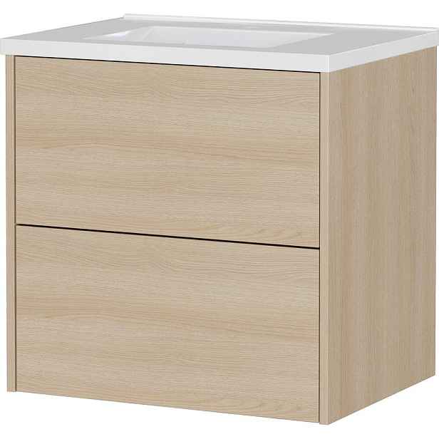 Závěsná skříňka pod umyvadlo v dekoru dubu v přírodní barvě 61x61 cm Bodera – Germania