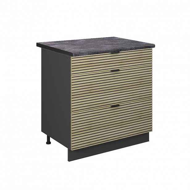 Vicco SPODNÍ SKŘÍŇKA KUCHYŇSKÉ LINKY Fame-Line Dubový panel 80 cm se 3 zásuvkami, PD Antracit