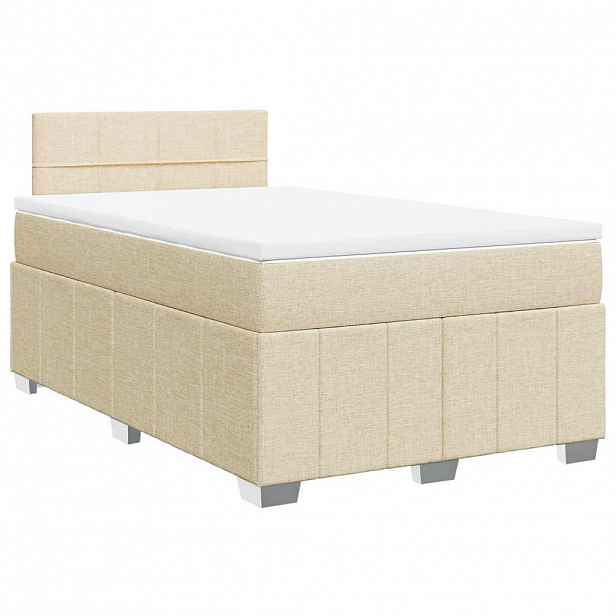 vidaXL Box spring postel s matrací krémová 120x200 cm textil