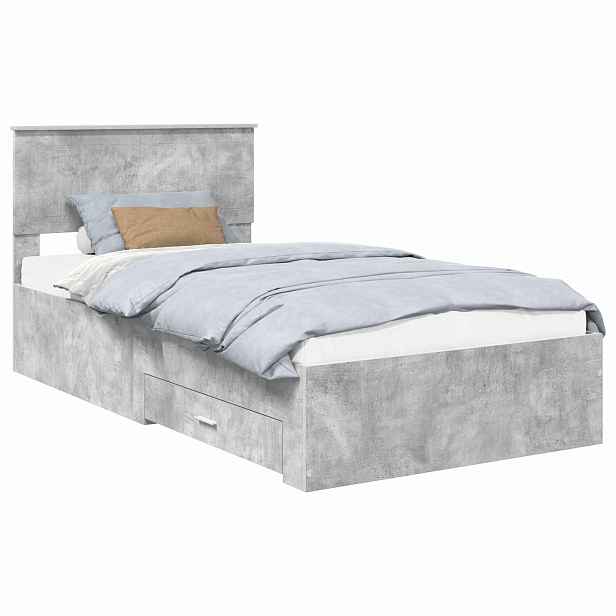 vidaXL Rám postele s čelo Betonově šedá 100 x 200 cm Kompozitní dřevo
