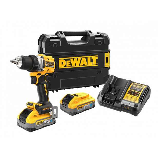 DeWALT - 18V AKU vrtačka, 2x aku 5,0 Ah POWERSTACK, nabíječka DCD800H2T