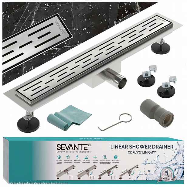 Lineární odtok s maskovací vložkou 90 cm Flat inox ocel 304 velká průchodnost