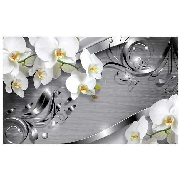 Vliesová fototapeta Bílé orchideje Stříbrné květy Rosa 254x184 lepidlo