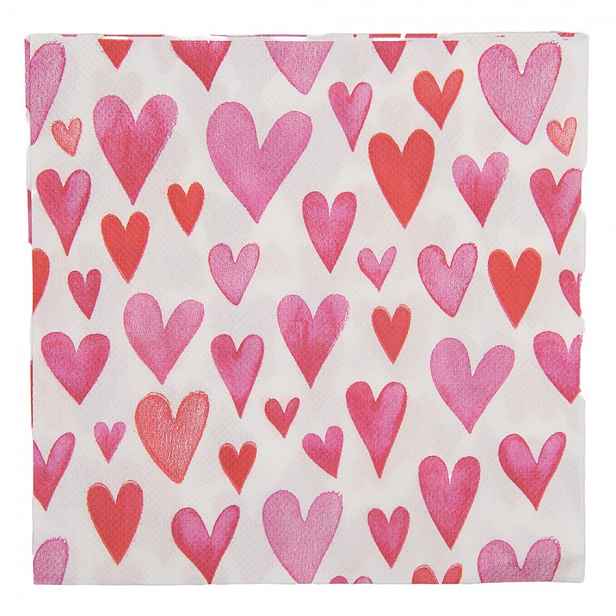 Papírové ubrousky se srdíčky - 33*33 cm (20 ks) Clayre & Eef