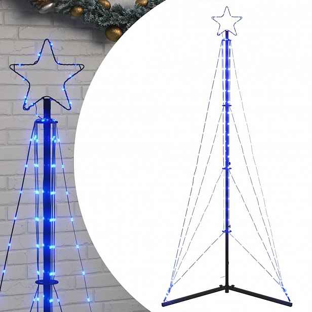 vidaXL LED vánoční stromek 363 modrých LED diod 182 cm