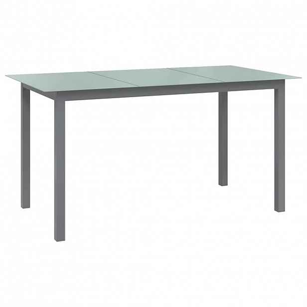 vidaXL Zahradní stůl světle šedý 150 x 90 x 74 cm hliník a sklo