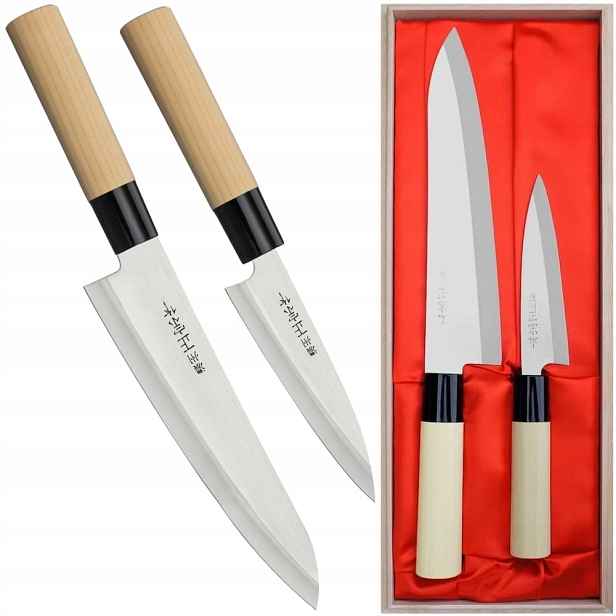 Satake Megumi 420J2 Japonská sada 2 univerzálních nožů 12 cm pro šéfa 21 cm Pouzdro
