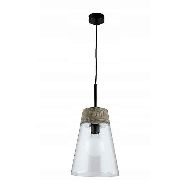 Závěsná lampa Domino I Černá Transparentní Skleněné Stínidlo 1xE27 23 cm Strop