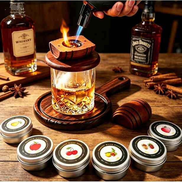 Sada na uzení whisky – udírna ve tvaru sudu – dárek pro manžela