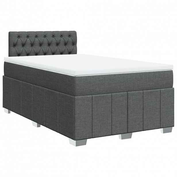vidaXL Box spring postel s matrací tmavě šedá 120x200 cm textil