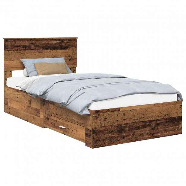 vidaXL Rám postele s čelo Staré dřevo 100 x 200 cm Kompozitní dřevo