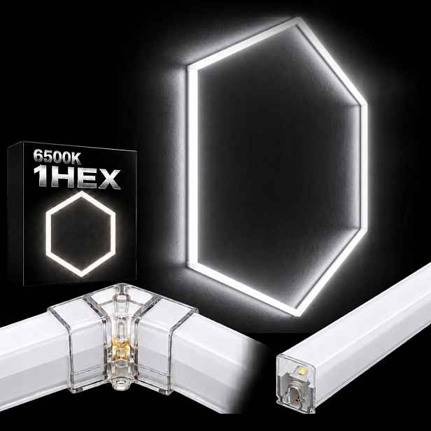 Bílá stropní svítidlo Led 42W garáž servis Hexagon 1 92x79 Cm 6500K