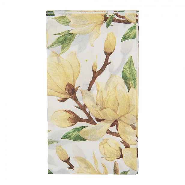 Bílé papírové ubrousky s květy magnolie - 33*40 cm (20 ks) Clayre & Eef