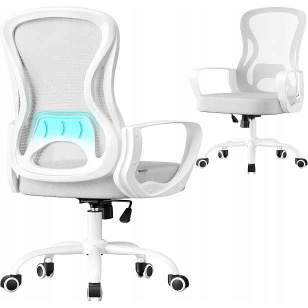 Kancelářská skládací židle s područkami a síťovaným čalouněním, ergonomická