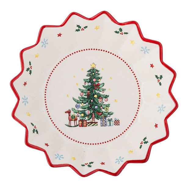 Krémová keramická miska na polévku/na salát s vánočním motivem 460 ml Naive – Bloomingville