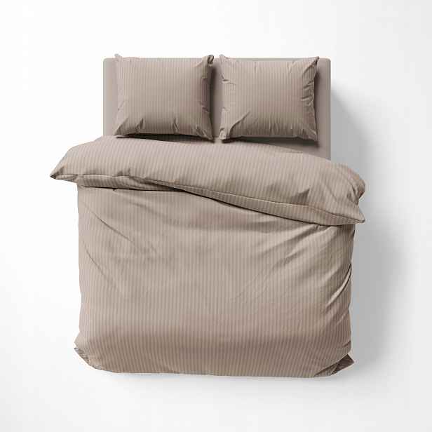 Povlečení Z Čisté Bavlny Žakár pruhované 220x200 Taupe