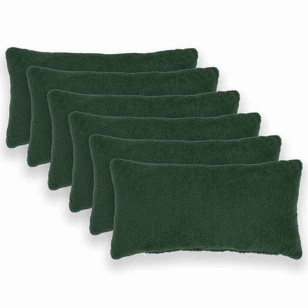 vidaXL Povlak na polštář 6 pcs HEERLEN Tmavě zelená 40 x 80 cm Bouclé