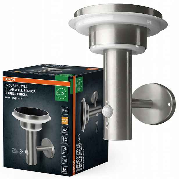Zahradní solární Led nástěnné svítidlo Snímač pohybu soumraku 6W 400lm 3000K Osram