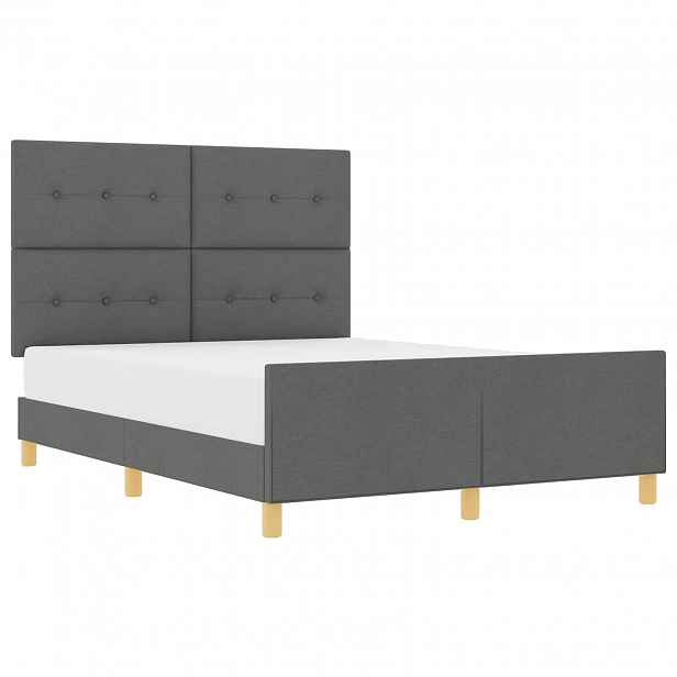 vidaXL Rám postele s čelo Tmavě šedá 140 x 190 cm textil