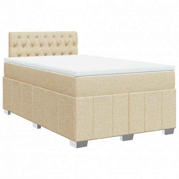vidaXL Box spring postel s matrací krémová 120x200 cm textil