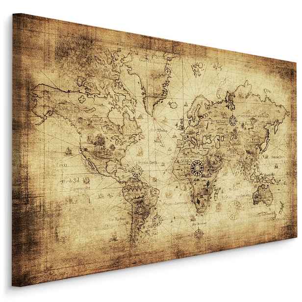 MyBestHome BOX Plátno Stará Vintage Mapa Světa Varianta: 70x50